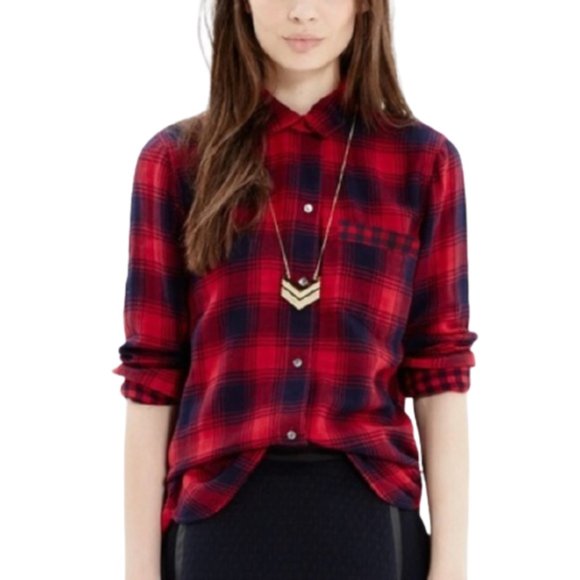Madewell Tops - Madewell Ex-Boyfriend red Albion Plaid shirt